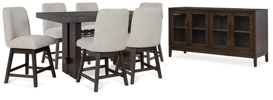 Burkhaus Counter Height Dining Table and 6 Barstools with Storage