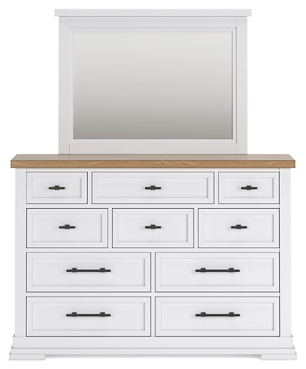 Ashbryn Queen Panel Storage Bed with Mirrored Dresser and Nightstand